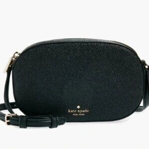 Kate Spade New York Black Glitter Oval Camera Crossbody Bag 🆕⌚📦🏃💨🚚